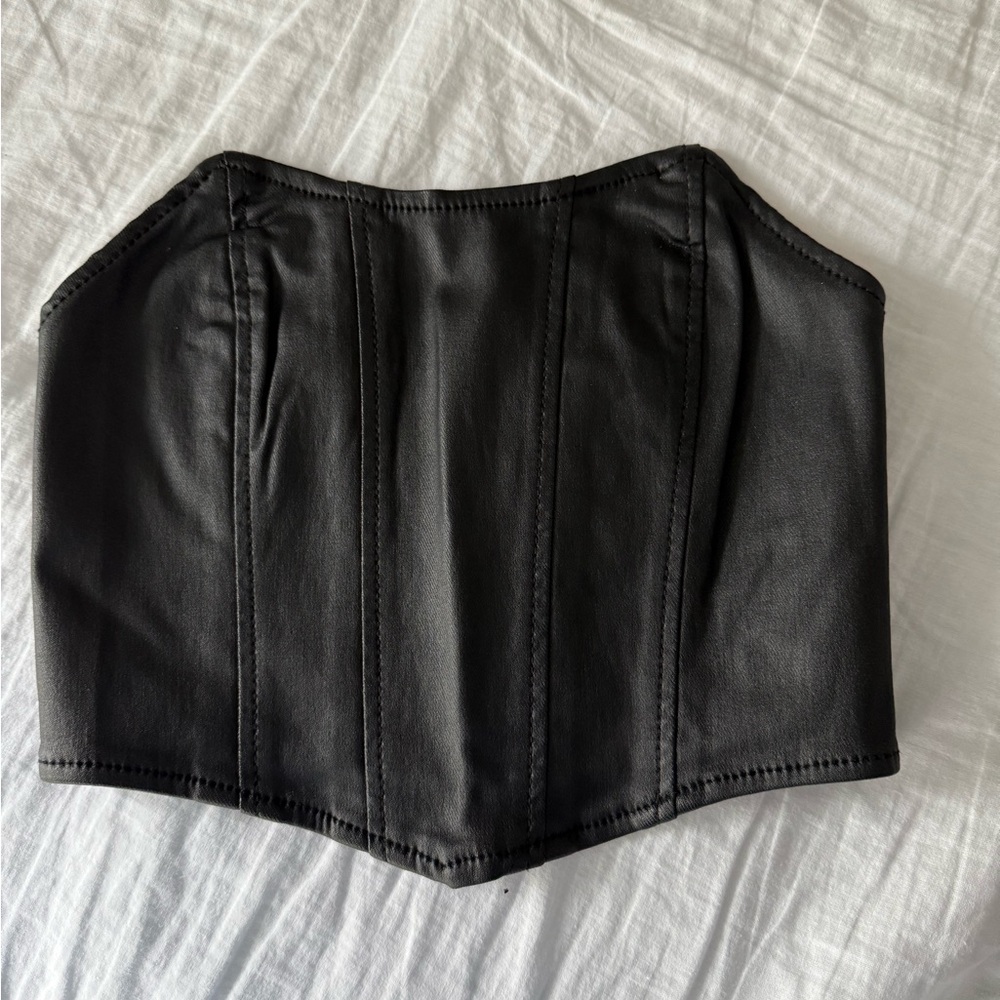 Edikted Faux Leather Black Corset Top